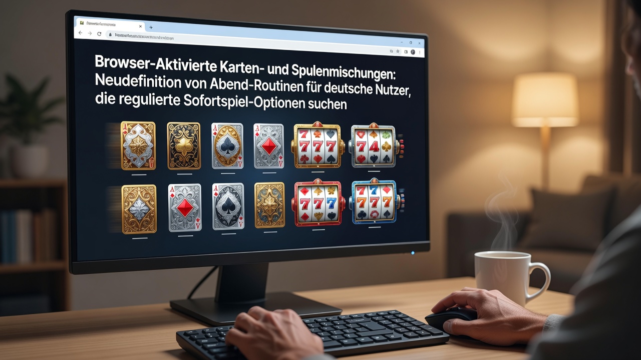 Browserbasierte Karten- und Walzen-Spiele auf einem Smartphone-Display während einer entspannten Abendstunde