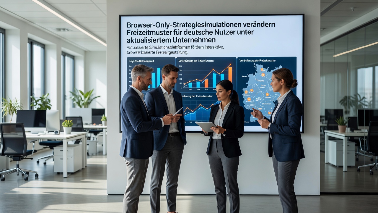 Deutsche Nutzer interagieren mit Strategiesimulationen auf Laptops und Tablets in einer Freizeitsituation unter Einhaltung von Compliance-Standards