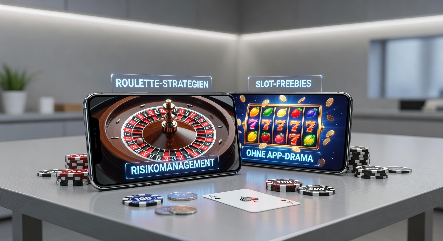 Deutsches Smartphone mit Roulette-Rad und Slot-Maschinen im Browser, das den app-freien Freispiel-Trend symbolisiert
