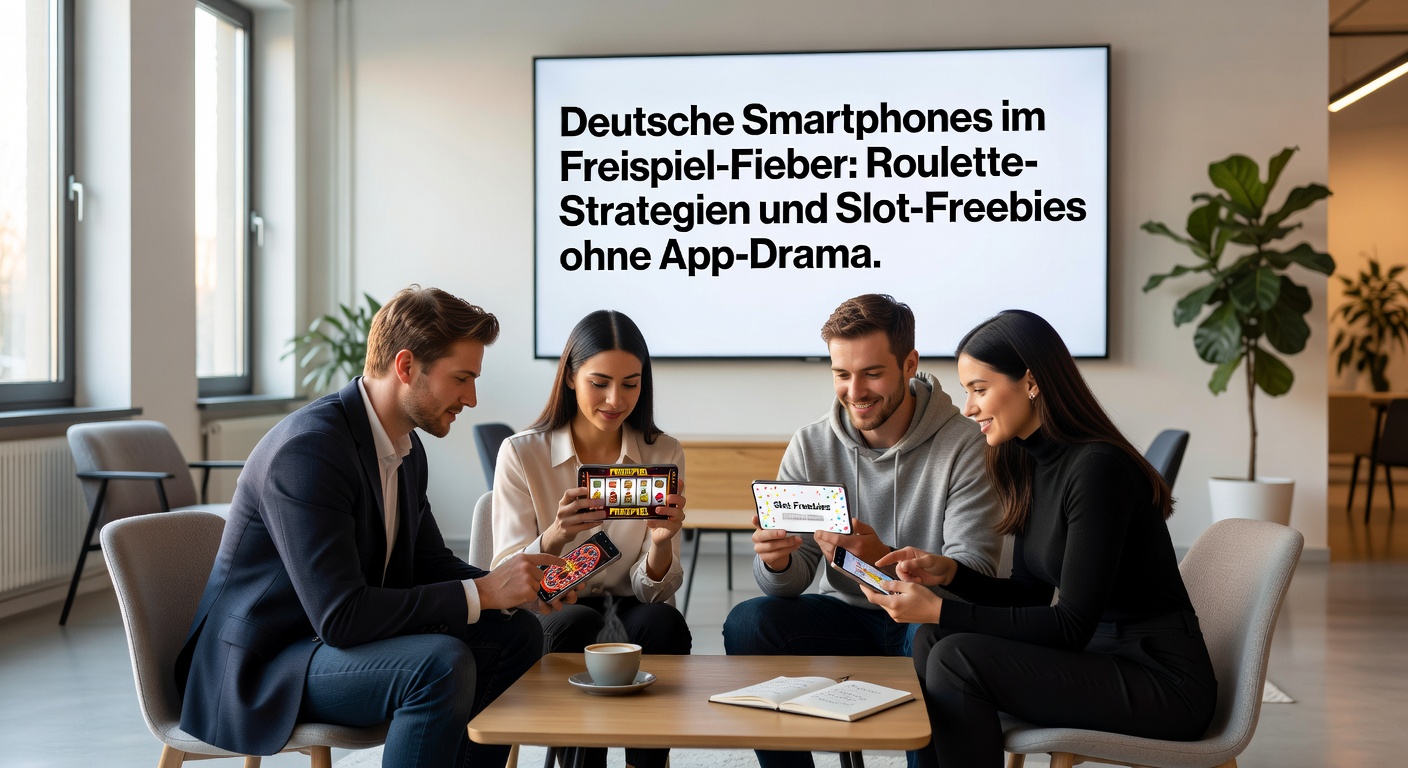 Slot-Maschine mit Free-Spins-Symbolen auf einem Smartphone-Browser, umgeben von Roulette-Chips, die den Fokus auf app-freie Freebies unterstreicht